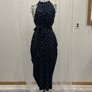 Tommy Hilfiger Blue and Gold Halter Midi Sundress